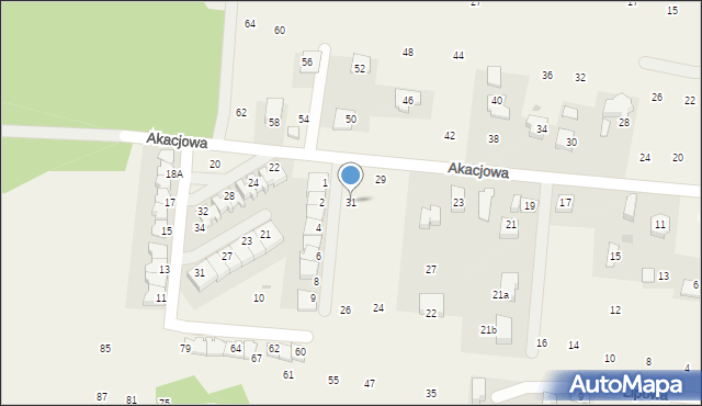 Brzozówka, Akacjowa, 31, mapa Brzozówka