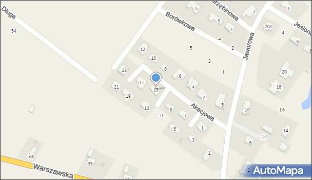 Brzozówka, Akacjowa, 15, mapa Brzozówka