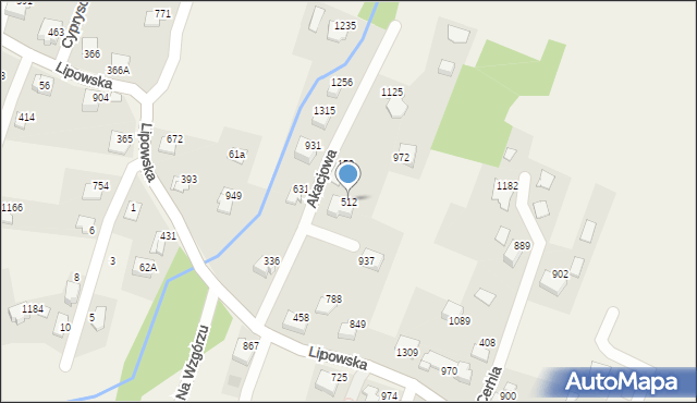 Buczkowice, Akacjowa, 512, mapa Buczkowice