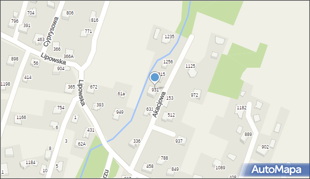 Buczkowice, Akacjowa, 931, mapa Buczkowice