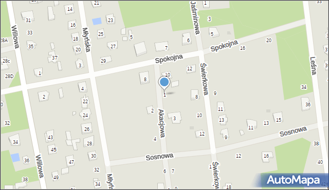 Cegłów, Akacjowa, 1, mapa Cegłów