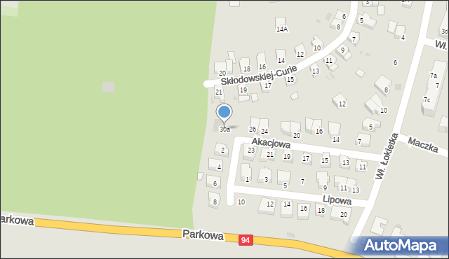 Chojnów, Akacjowa, 30a, mapa Chojnów