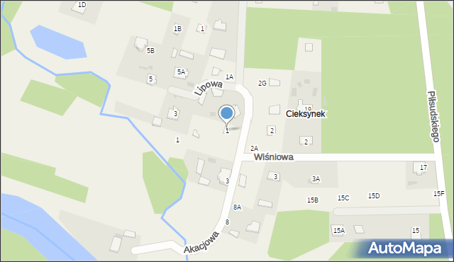 Cieksyn, Akacjowa, 1, mapa Cieksyn