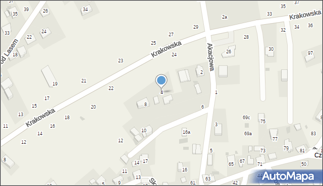 Czernichów, Akacjowa, 4, mapa Czernichów