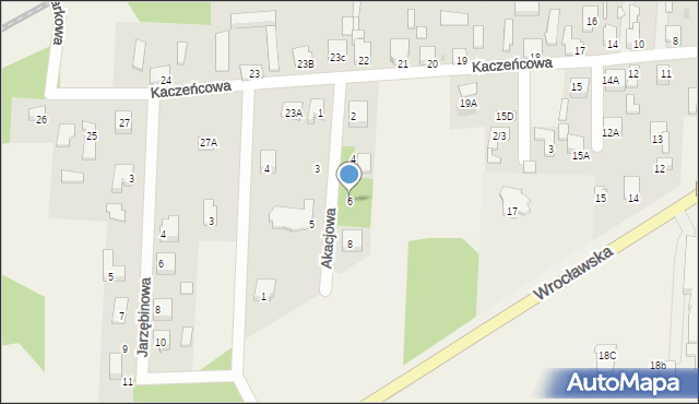 Dobroń, Akacjowa, 6, mapa Dobroń