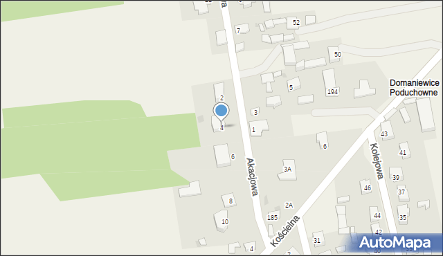 Domaniewice, Akacjowa, 4, mapa Domaniewice