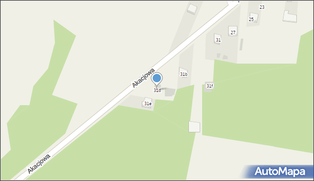 Dziewule, Akacjowa, 31d, mapa Dziewule