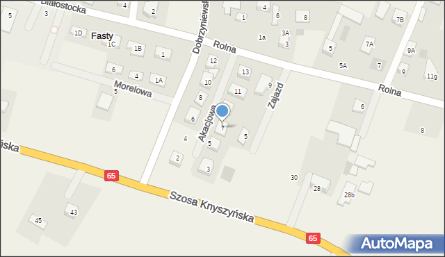 Fasty, Akacjowa, 7, mapa Fasty
