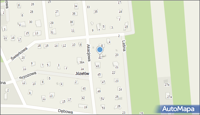 Florentynów, Akacjowa, 41, mapa Florentynów