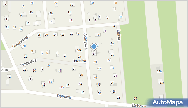 Florentynów, Akacjowa, 43, mapa Florentynów