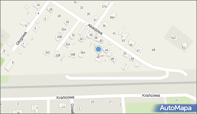 Franciszków, Akacjowa, 42, mapa Franciszków