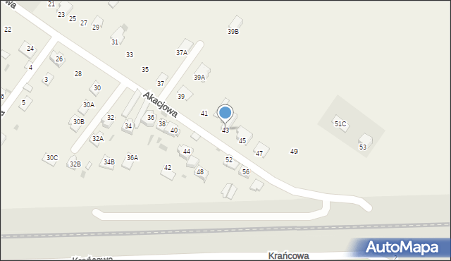 Franciszków, Akacjowa, 43, mapa Franciszków