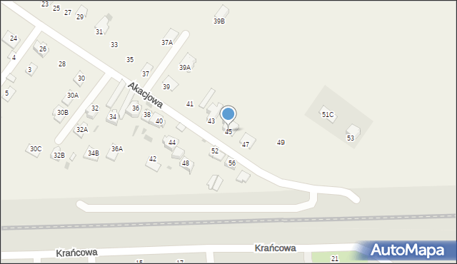 Franciszków, Akacjowa, 45, mapa Franciszków