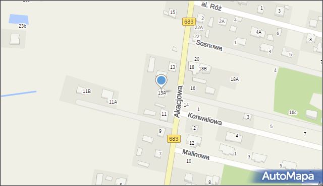 Gabryelin, Akacjowa, 13A, mapa Gabryelin