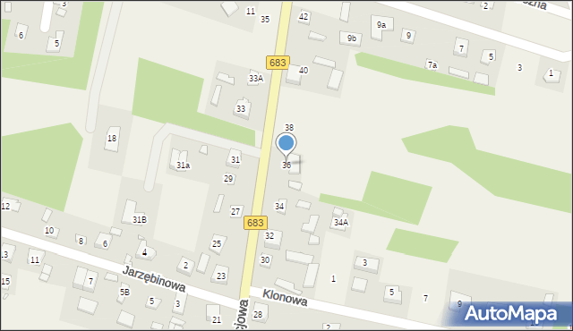 Gabryelin, Akacjowa, 36, mapa Gabryelin