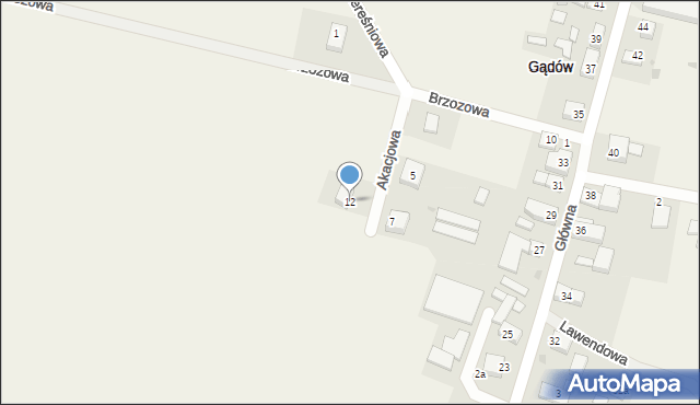 Gądów, Akacjowa, 12, mapa Gądów