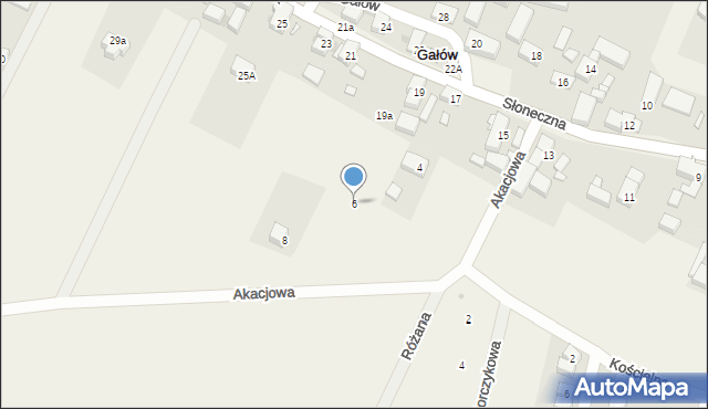 Gałów, Akacjowa, 6, mapa Gałów