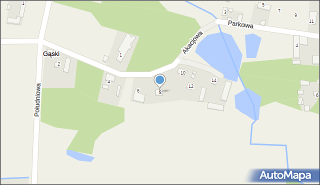 Gąski, Akacjowa, 8, mapa Gąski