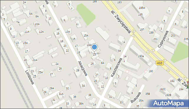 Gdynia, Akacjowa, 23, mapa Gdyni