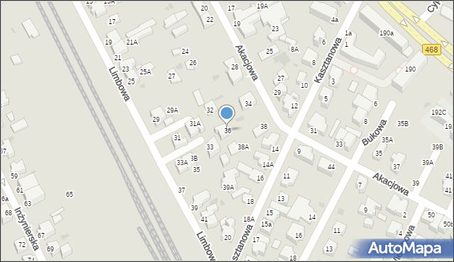 Gdynia, Akacjowa, 36, mapa Gdyni