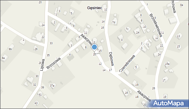 Gęsiniec, Akacjowa, 10, mapa Gęsiniec