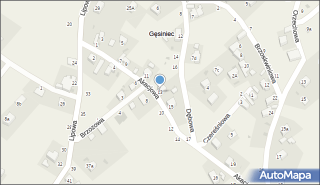 Gęsiniec, Akacjowa, 13, mapa Gęsiniec