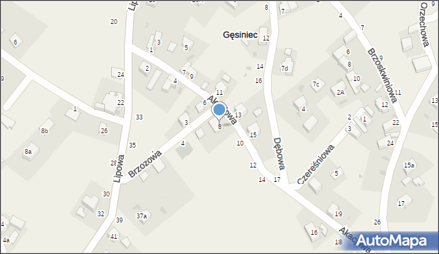 Gęsiniec, Akacjowa, 8, mapa Gęsiniec