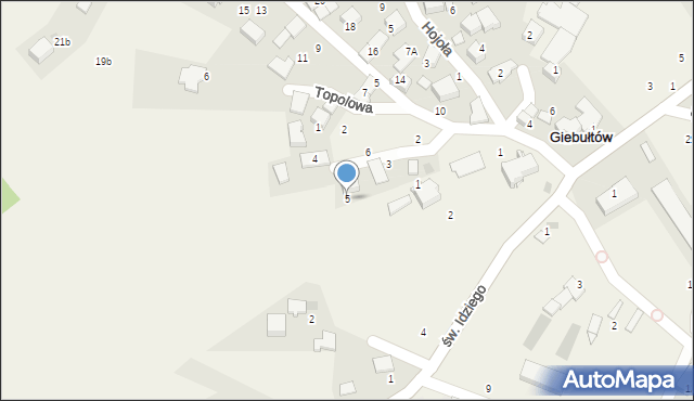 Giebułtów, Akacjowa, 5, mapa Giebułtów