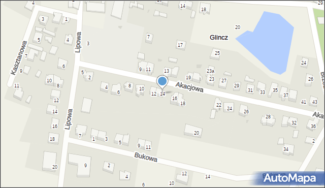 Glincz, Akacjowa, 14, mapa Glincz