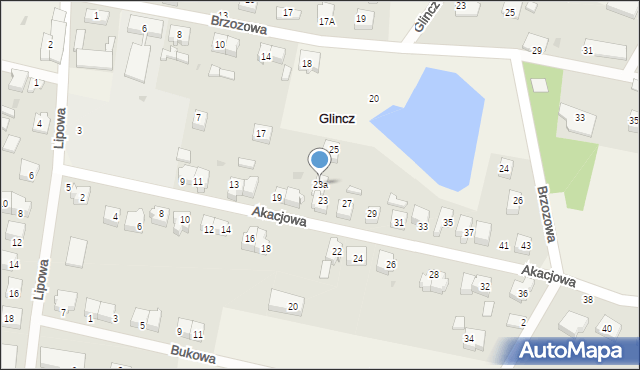 Glincz, Akacjowa, 23a, mapa Glincz