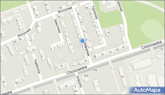 Gliwice, Akacjowa, 1, mapa Gliwic