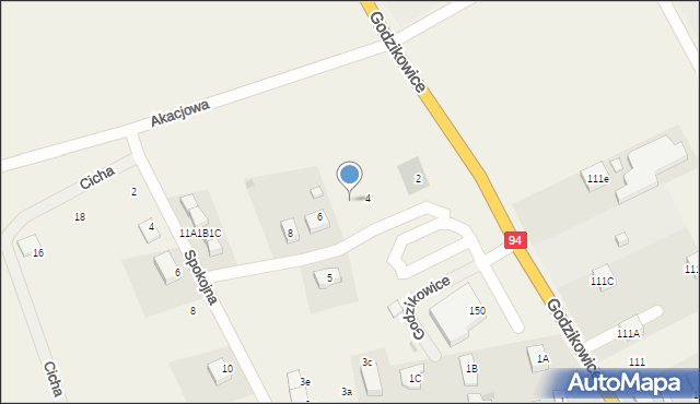 Godzikowice, Akacjowa, 4a, mapa Godzikowice