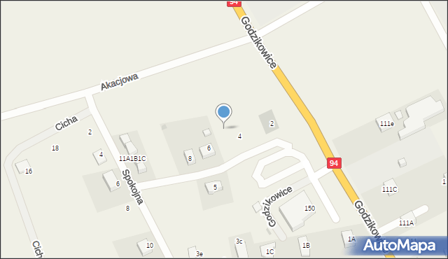 Godzikowice, Akacjowa, 4b, mapa Godzikowice