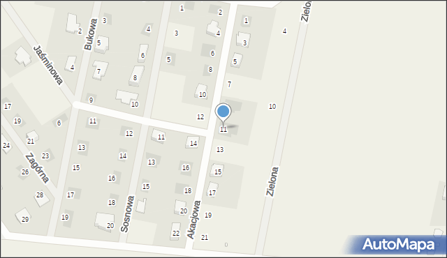 Górki, Akacjowa, 11, mapa Górki