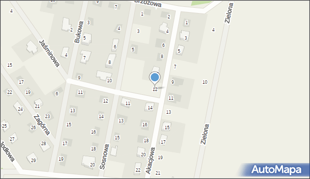 Górki, Akacjowa, 12, mapa Górki