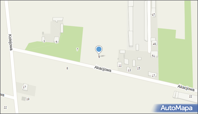 Gręzów, Akacjowa, 9, mapa Gręzów