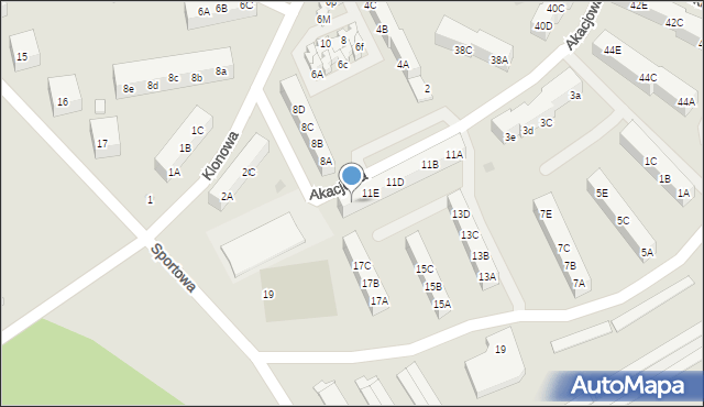 Gryfice, Akacjowa, 11F, mapa Gryfice
