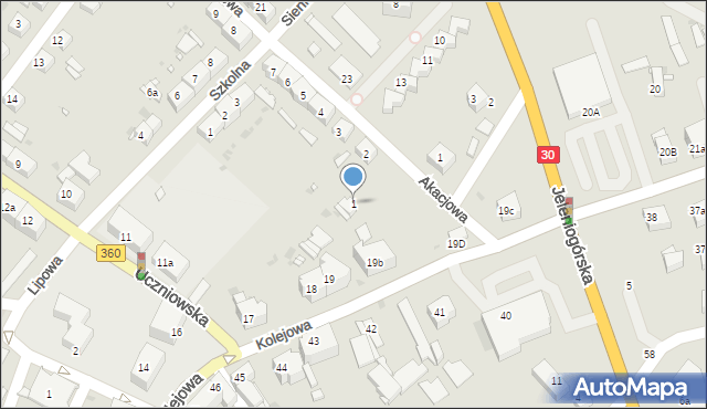 Gryfów Śląski, Akacjowa, 1, mapa Gryfów Śląski