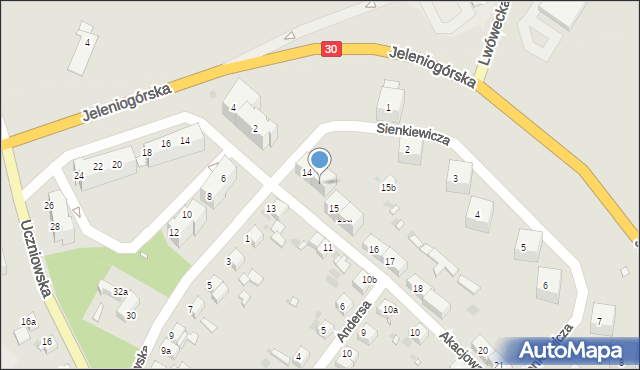 Gryfów Śląski, Akacjowa, 14a, mapa Gryfów Śląski