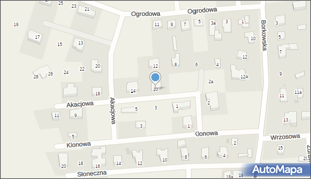 Grzybowo, Akacjowa, 10, mapa Grzybowo