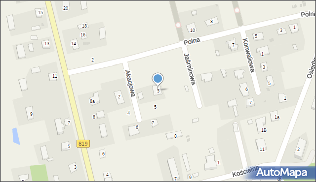 Hańsk Pierwszy, Akacjowa, 3, mapa Hańsk Pierwszy