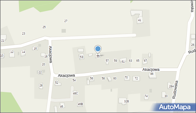 Hażlach, Akacjowa, 55, mapa Hażlach