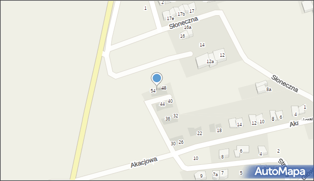 Jaczów, Akacjowa, 52, mapa Jaczów