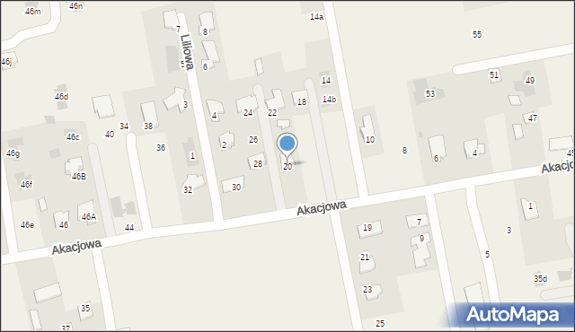 Jakubowice Konińskie, Akacjowa, 20, mapa Jakubowice Konińskie