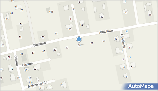 Jakubowice Konińskie, Akacjowa, 59, mapa Jakubowice Konińskie