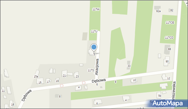 Janiszew, Akacjowa, 3, mapa Janiszew