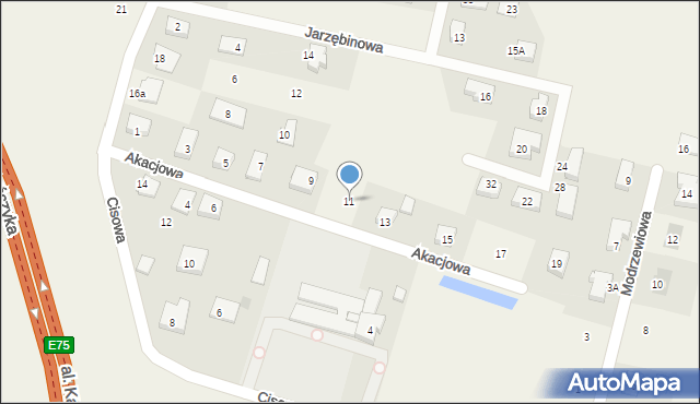 Juszkowo, Akacjowa, 11, mapa Juszkowo