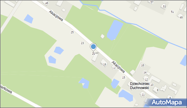 Kąck, Akacjowa, 21, mapa Kąck