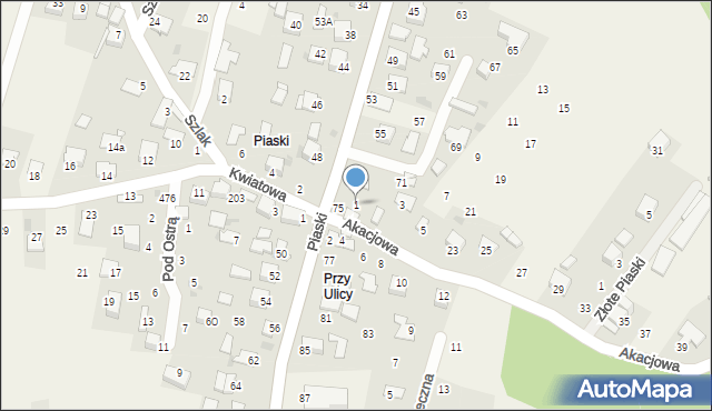 Kamień, Akacjowa, 1, mapa Kamień