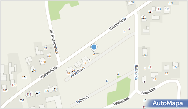 Kaszów, Akacjowa, 6, mapa Kaszów